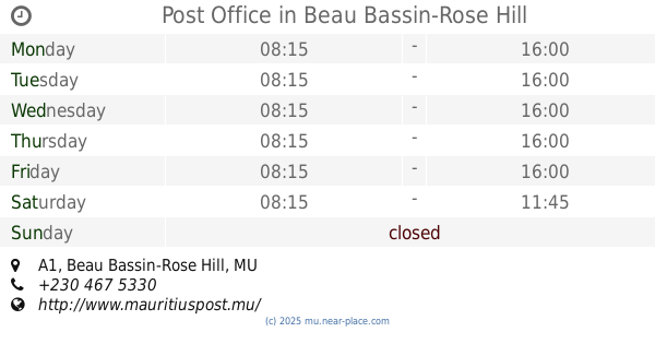 post office beau bassin rose hill